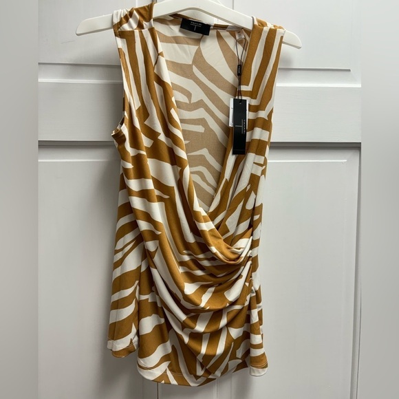 xNot Available Tahari Sleeveless Zebra Print V-Neck Professional Blouse Sm - Picture 2 of 9